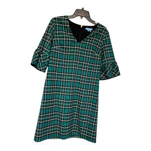 Draper James Green Plaid Dress with Ruffle Sleeves sz 4